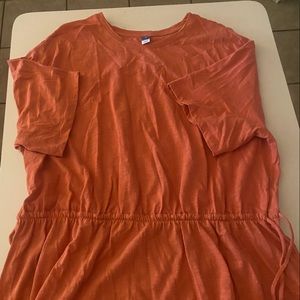 Orange Old Navy t-shirt dress with waist ties, size XXL